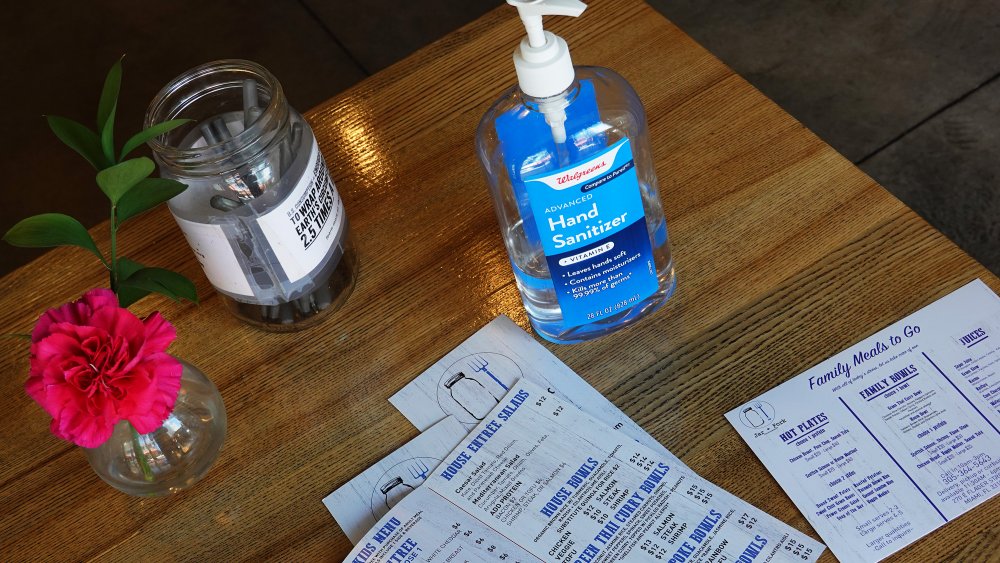 restaurant menu hand sanitizer