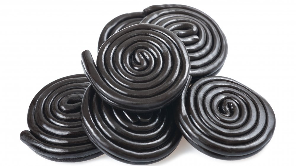 black licorice candy swirls