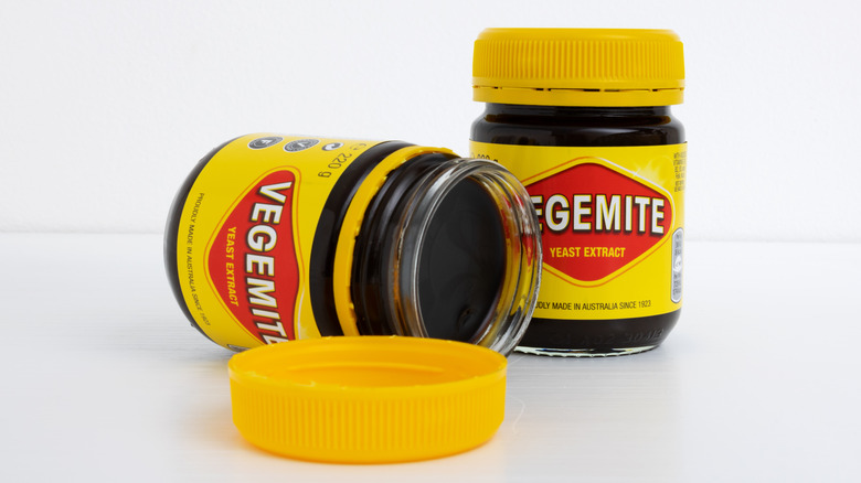 vegemite bottles on white background