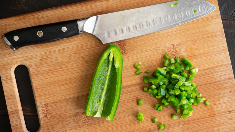 Fresh jalapeño on cutting board