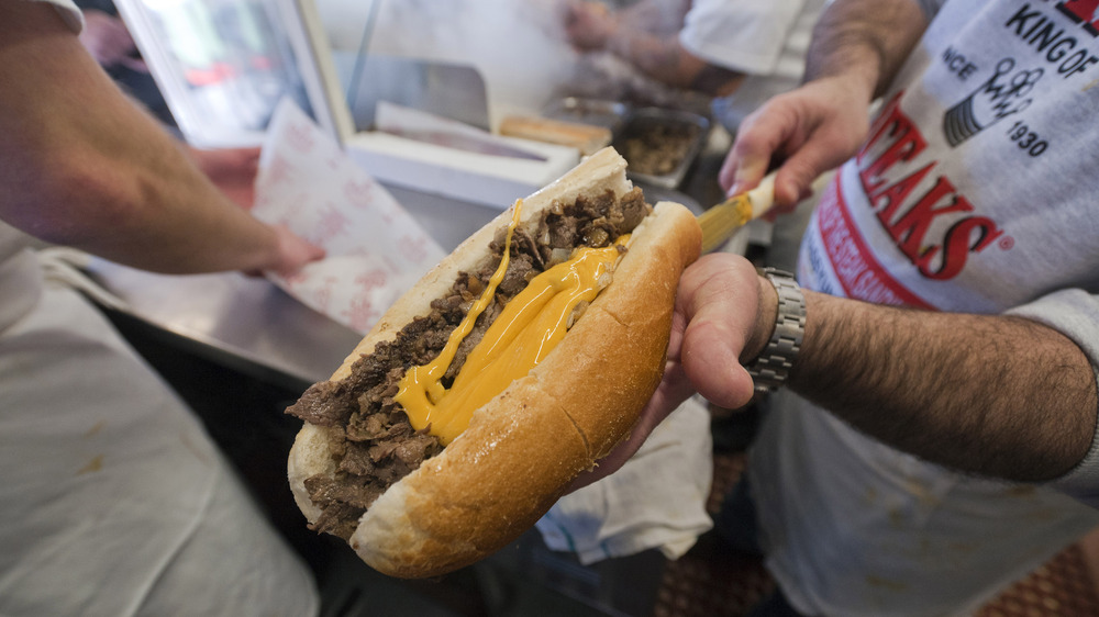 Pat's cheesesteak with whiz 