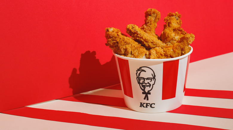 A bucket of KFC fried chicken