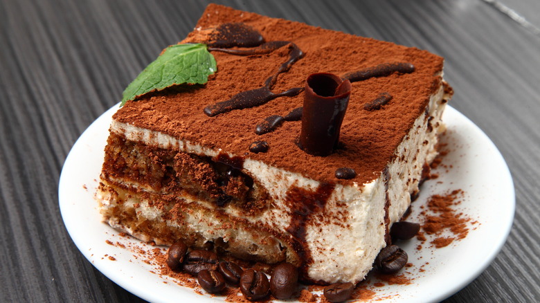 Tiramisu on a plate