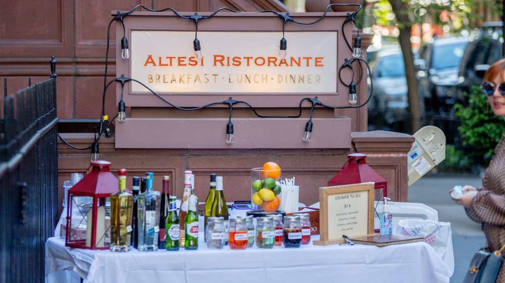 alcohol takeout in front of restaurant