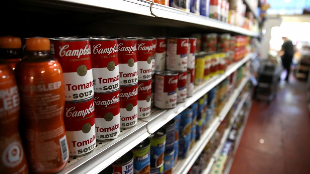 The soup aisle at the grocery store 