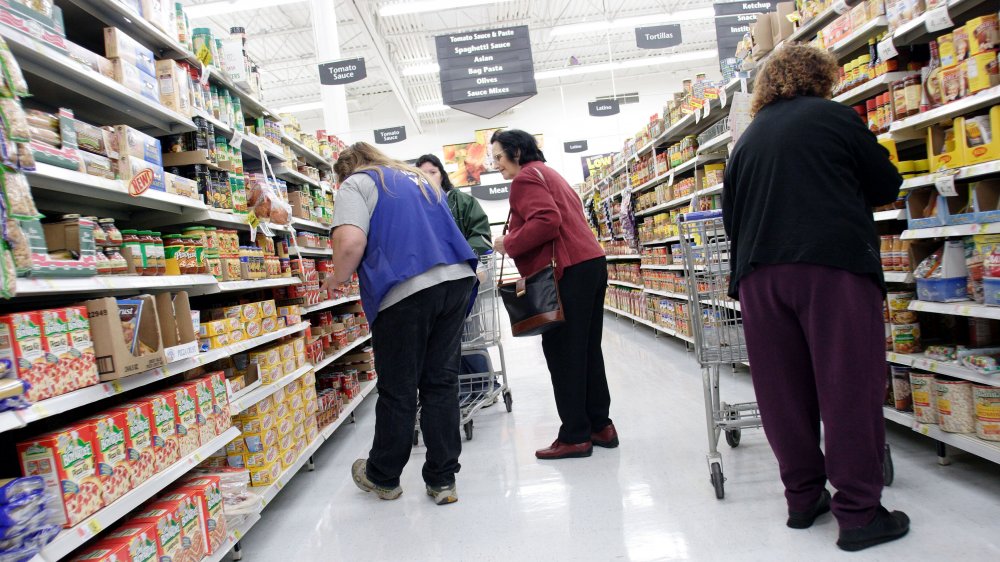Daily life in a Walmart with a Dutch angle