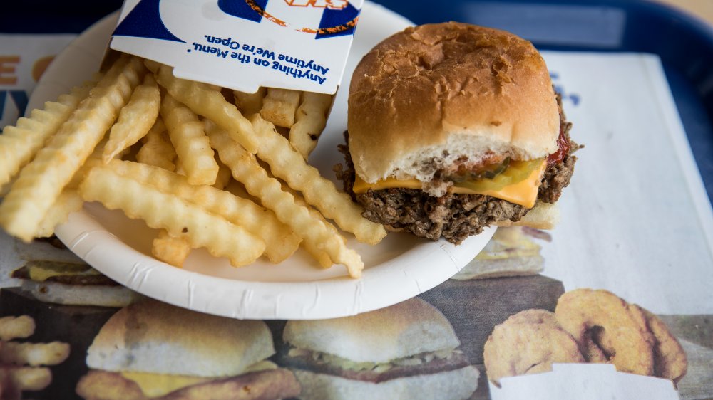 A representational photo of a burger from White Castle