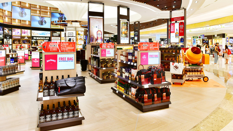 Liquor section, airport duty-free shop