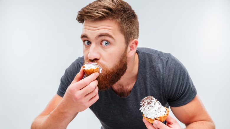 man eating ice cream