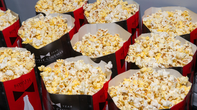 Bags of movie theater popcorn