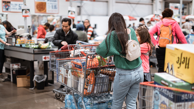 Costco shoppper in line