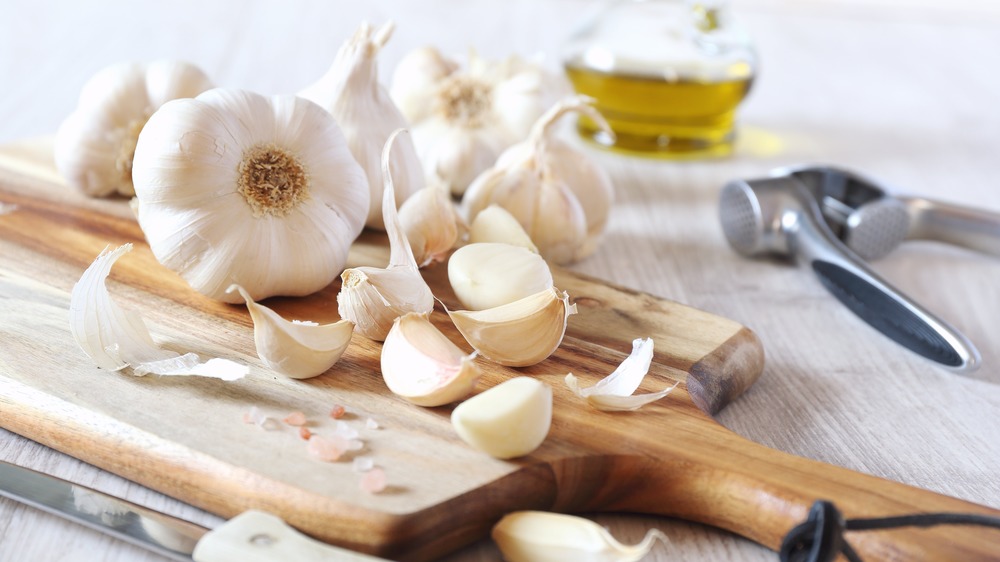 Garlic cloves and bulb