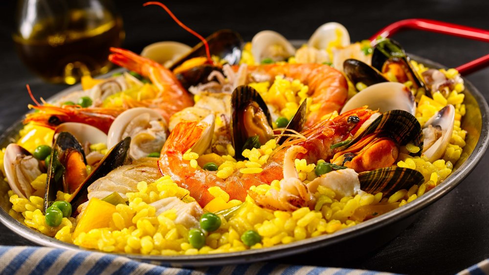 A dish of paella 