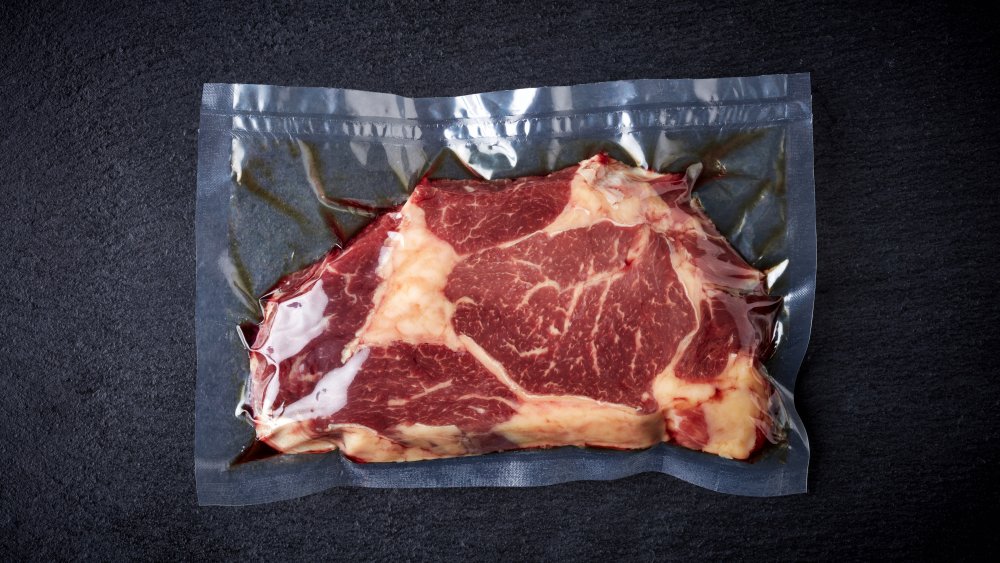 Steak in sous vide bag