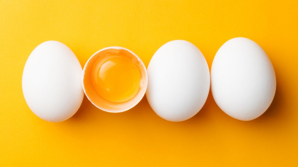 Whole eggs in shell with egg yolk