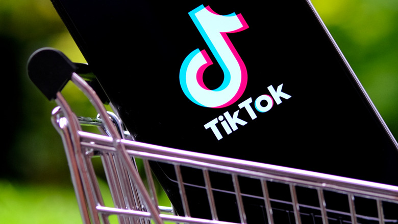 TikTok phone in basket