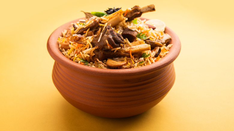 Biryani in a clay pot
