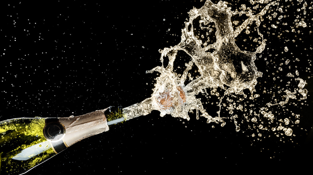 Champagne bottle exploding