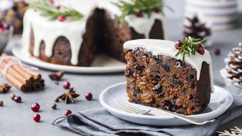 Christmas fruitcake on a plate