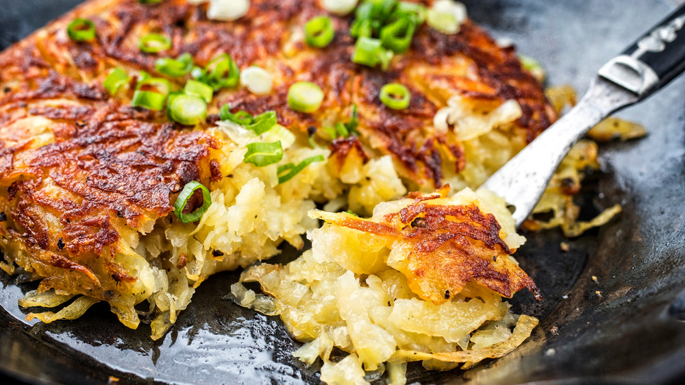 Pan of hash browns