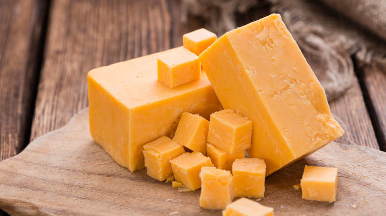 Block of cheddar cheese