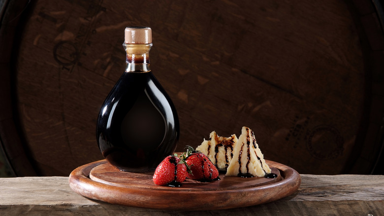 Balsamic vinegar, strawberries, and parmesan