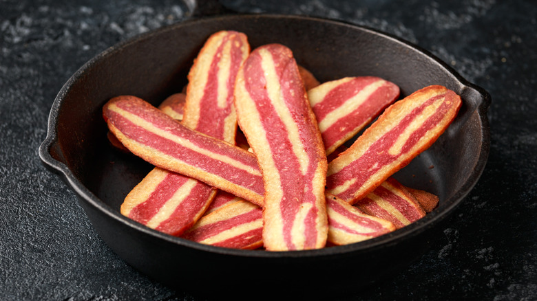 vegan bacon in pan