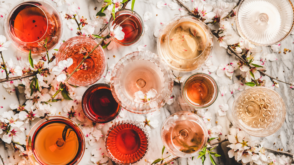 Glasses of rosé wine