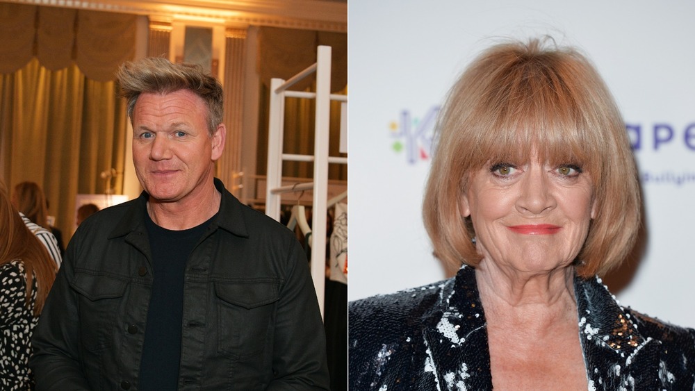 Spilt image of Amanda Barrie and Gordon Ramsay