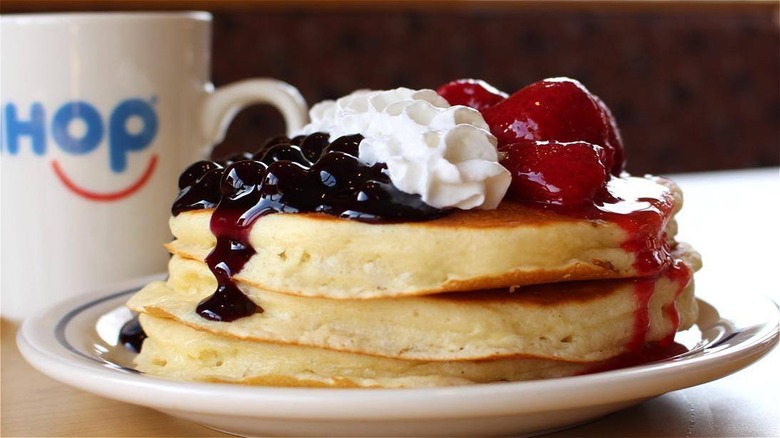 IHOP pancakes with fruit and whipped cream