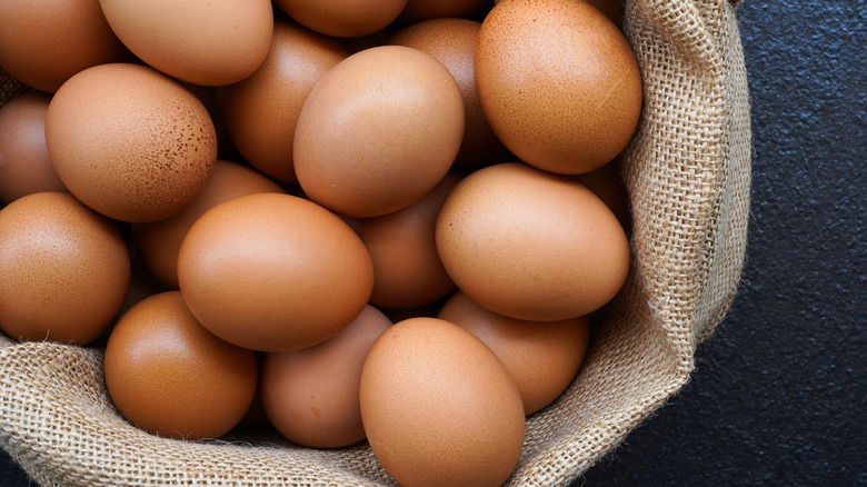 Eggs in a burlap sack