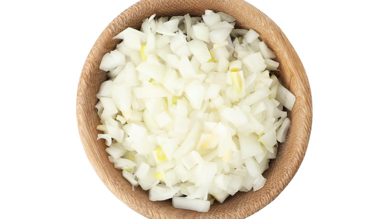 bowl of diced onion
