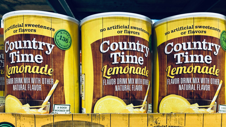 Cannisters of Country Time lemonade