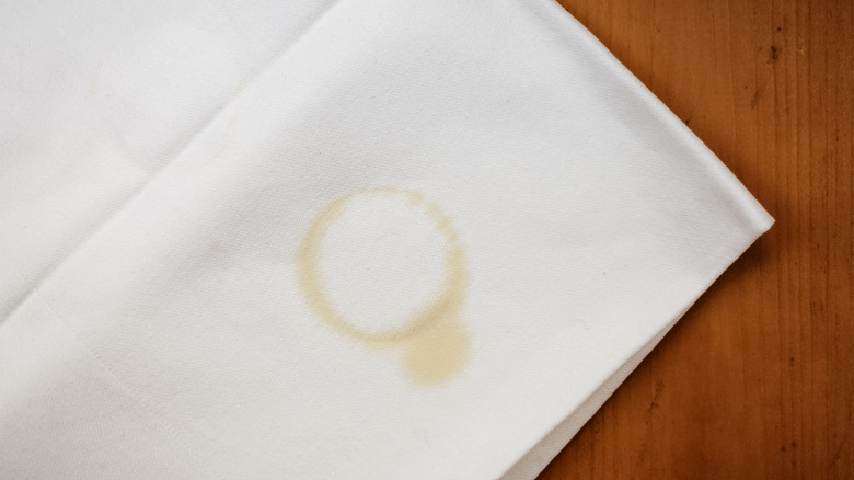 Coffee stain ring on napkin