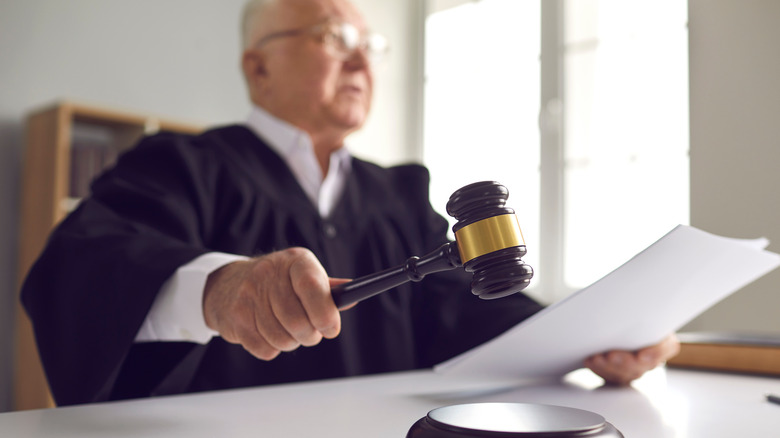 Judge with gavel in court