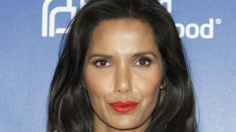 Padma Lakshmi with red lipstick