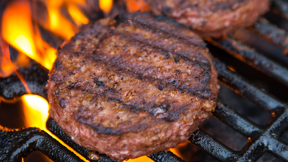 plant based burger patty on a grill