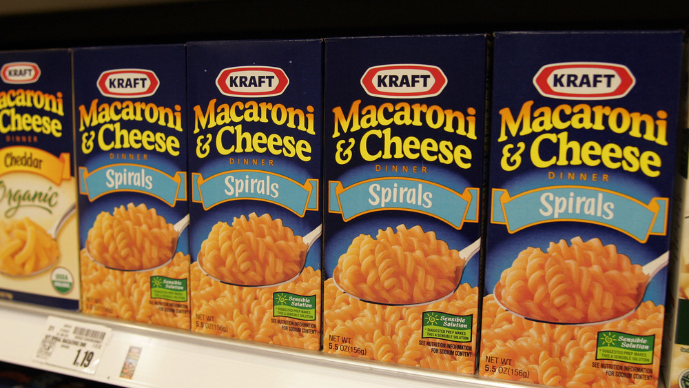 Kraft mac and cheese on the shelf