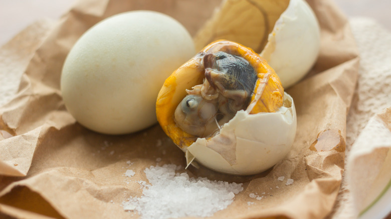 Boiled fertilized duck egg