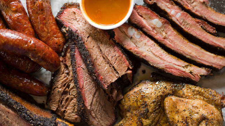 plate of mixed barbecue