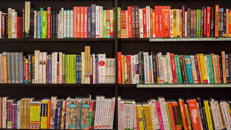 shelves of cookbooks