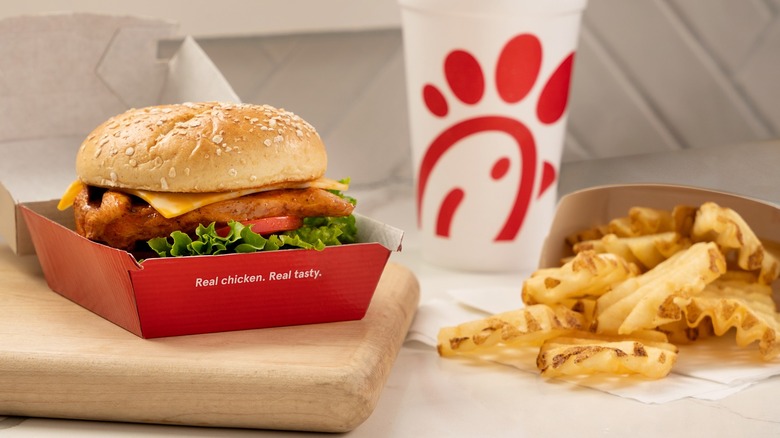 Chik-Fil-A grilled chicken sandwich and fries