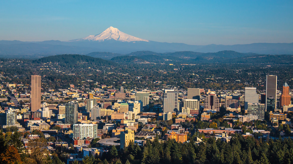 Portland, Oregon with Mount Hood in background