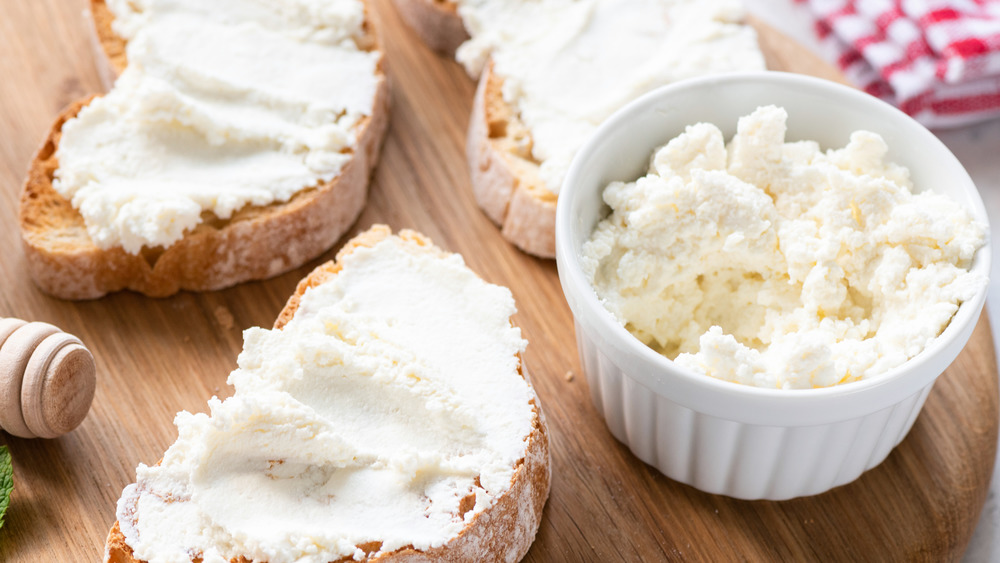 Ricotta cheese on bruschetta