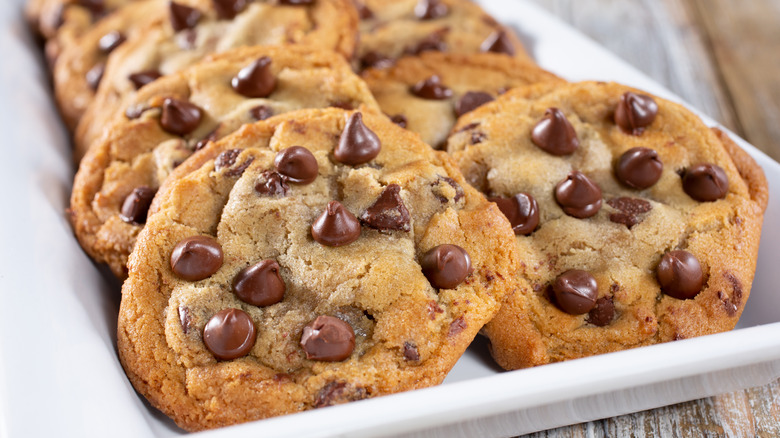 plate of chocolate chip cookies