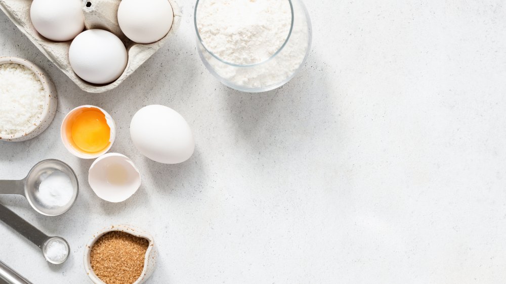 Baking ingredients and measuring tools