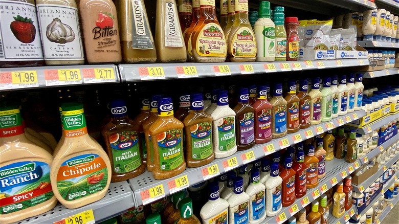 salad dressings in supermarket