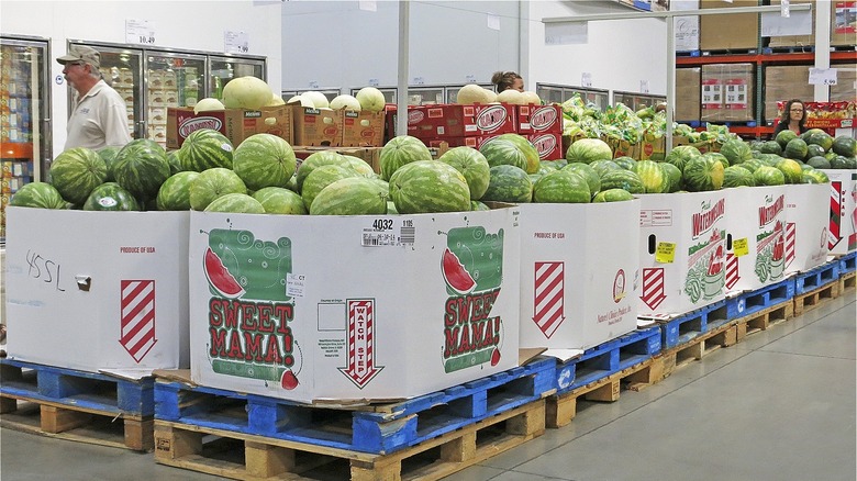 bins of watermelon at Costco