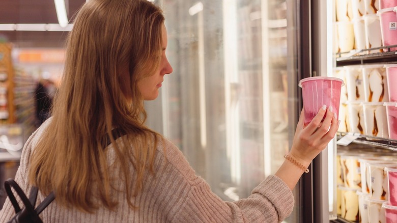 Woman grabbing frozen treat