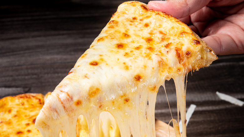 pizza with melting cheese 